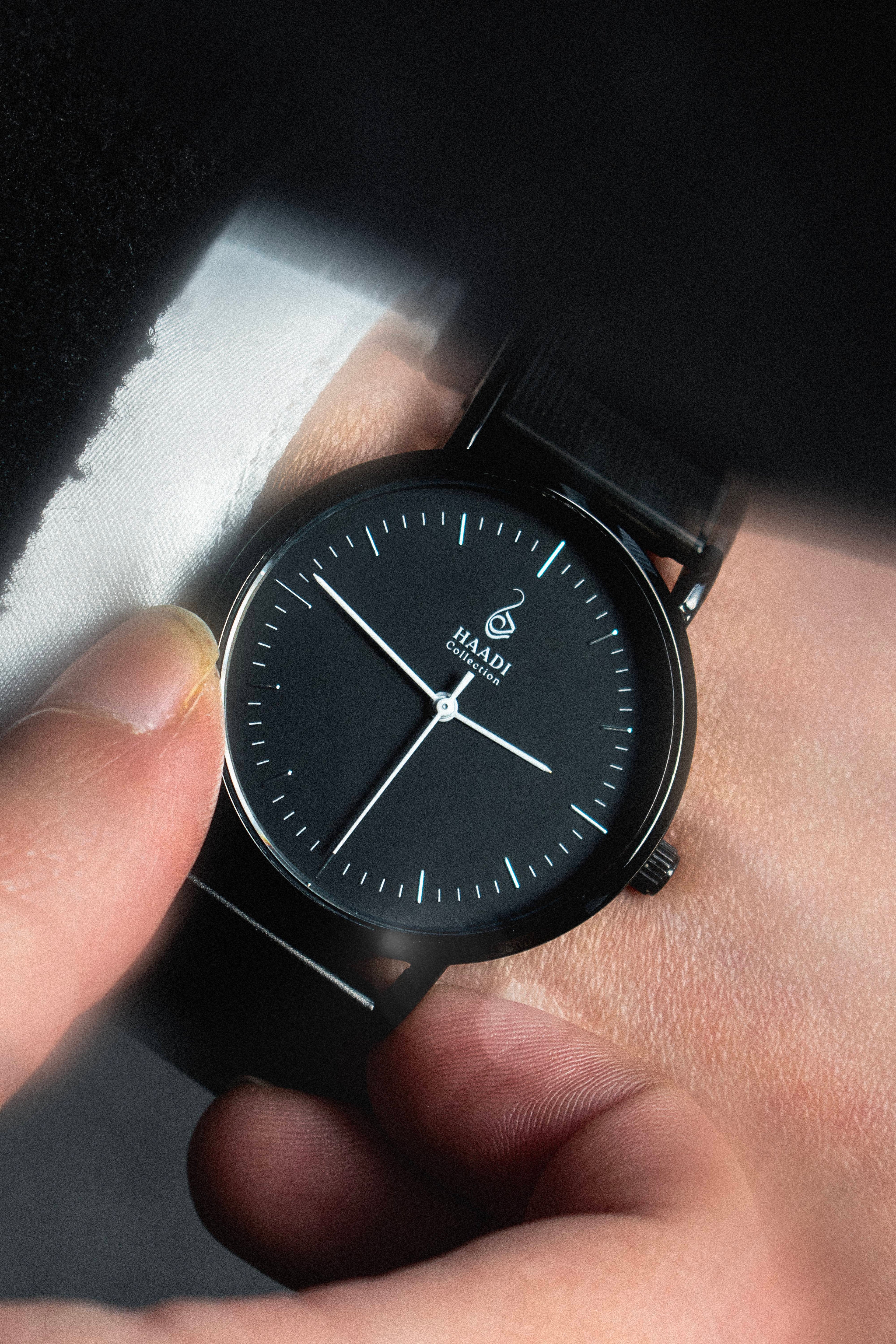 Black Mesh Band Women's Wrist Watch | Minimalist Design by Haadi Collection