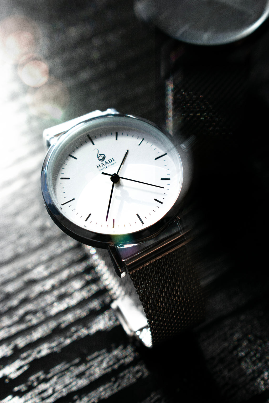 Silver Mesh Band Women's Wrist Watch | Minimalist Design by Haadi Collection