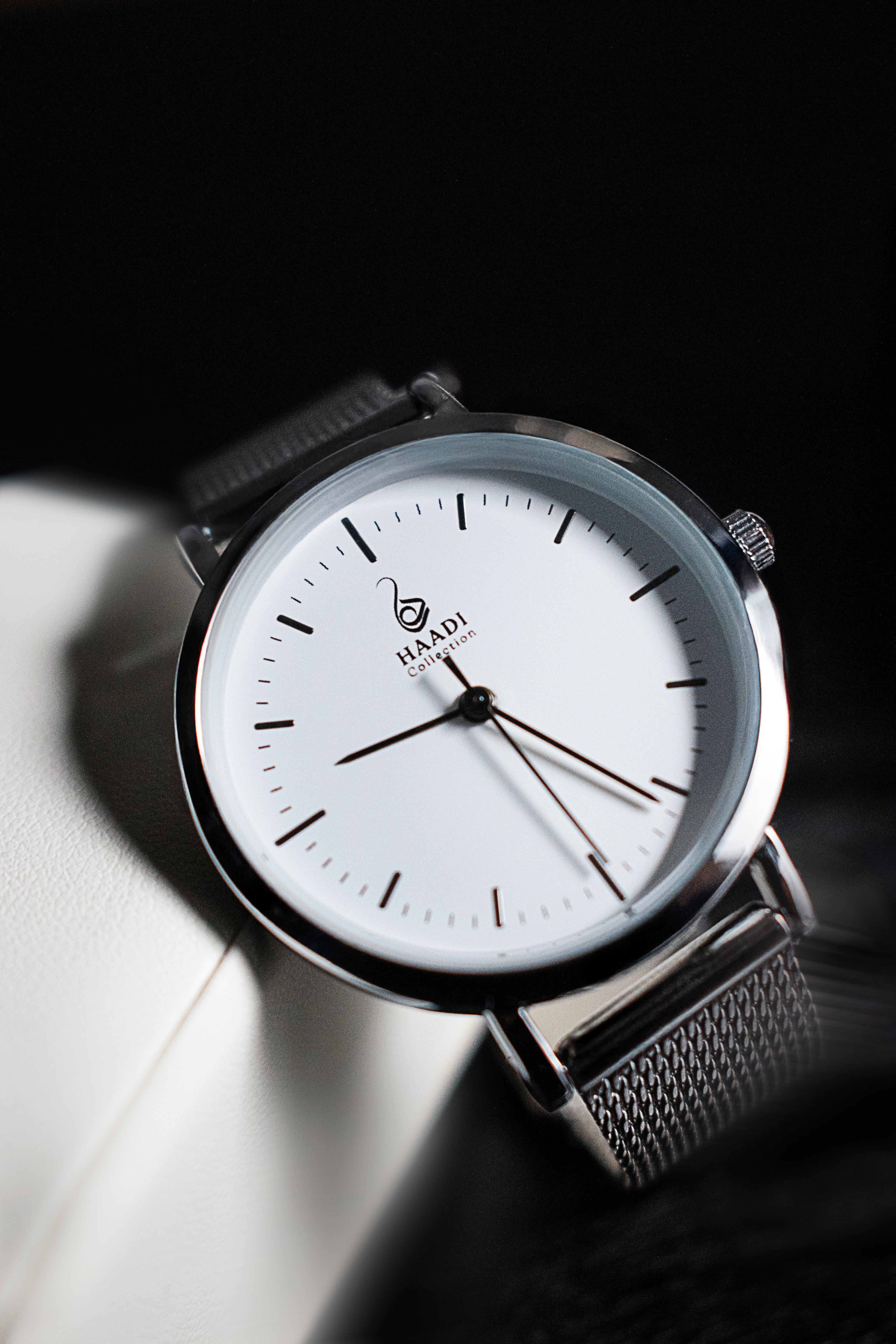 Silver Mesh Band Women's Wrist Watch | Minimalist Design by Haadi Collection