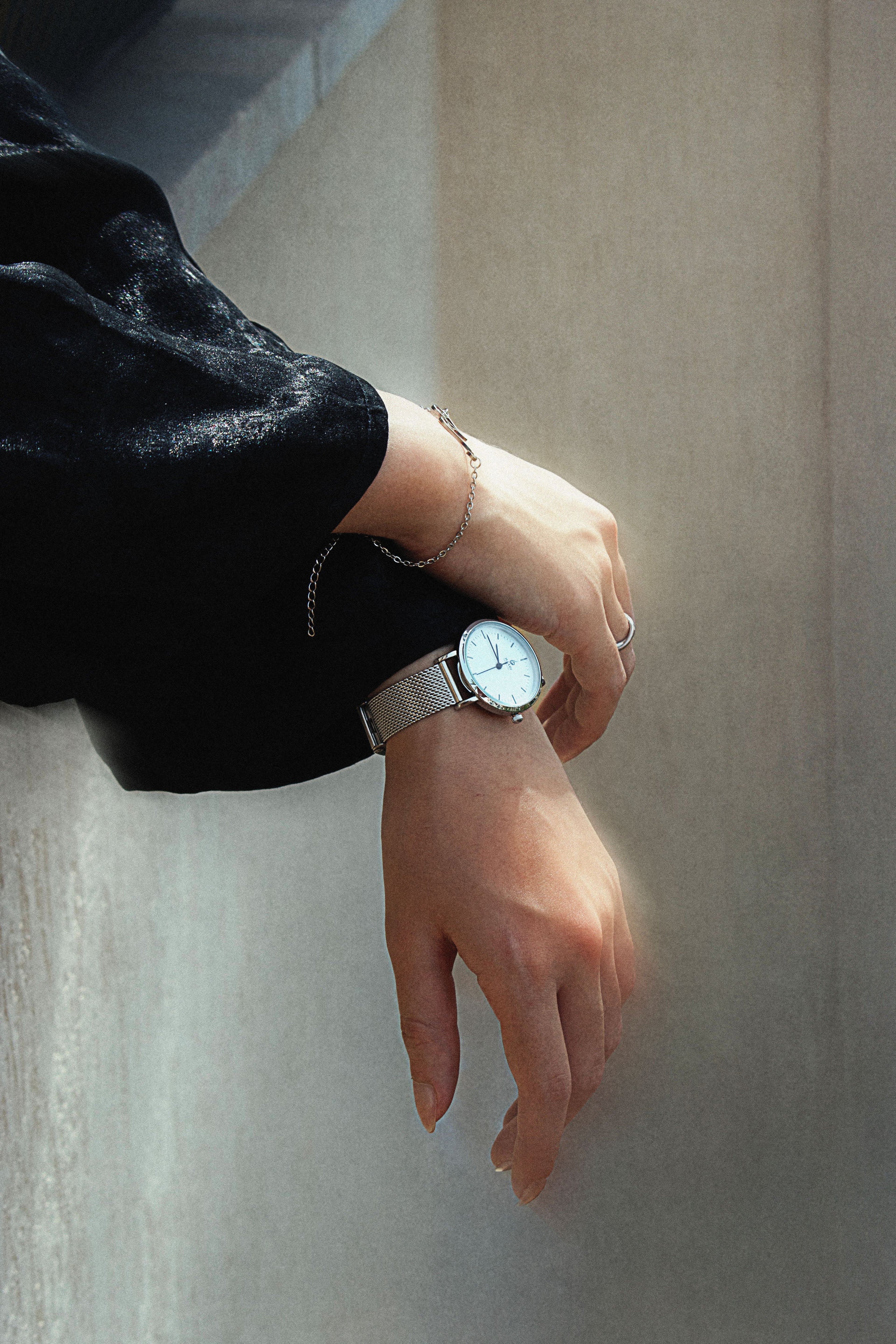 Silver Mesh Band Women's Wrist Watch | Minimalist Design by Haadi Collection